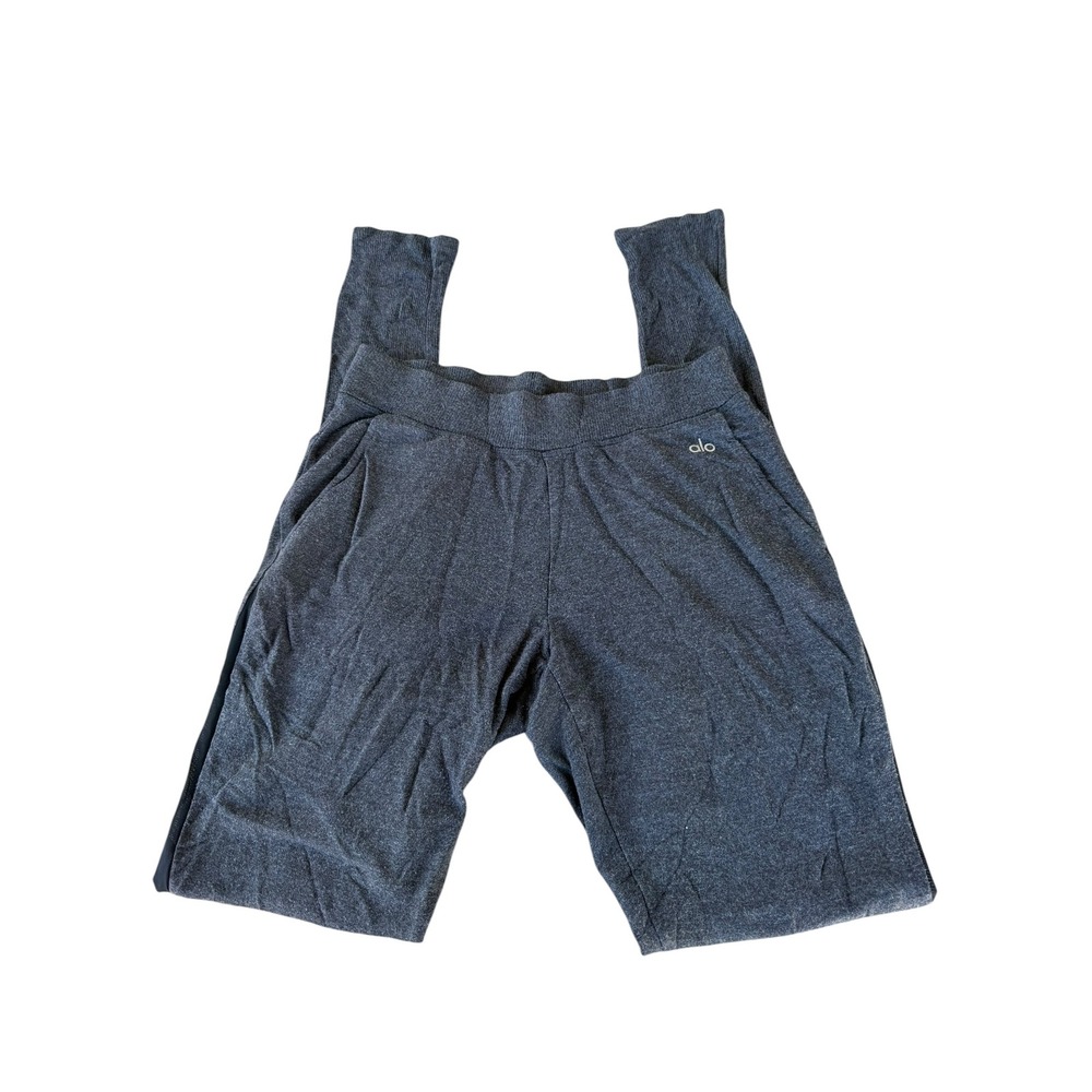 ALO Yoga Ribbed Scrunch Leg Soft Lounge Dance Pants Charcoal Gray GUC S/M